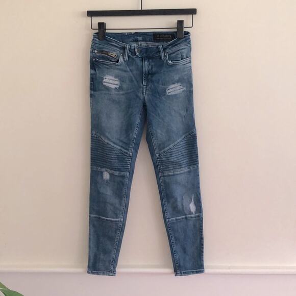 HP🎉ALL SAINTS BIKER CROPPED SKINNY JEANS 26 - Picture 1 of 7